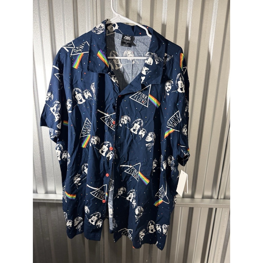 Men's Pink Floyd Dark Side of the Moon Short Sleeve Button Down Shirt 2XL